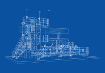 Petroleum heater exchanger. Vector rendering of 3d