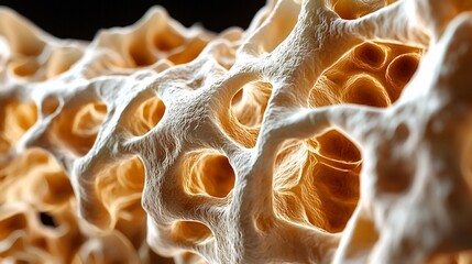 Microscopic view of porous bone structure.