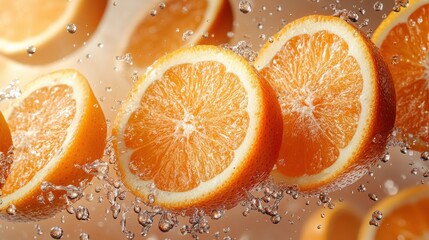 slices of orange falling isolate on transparent background
