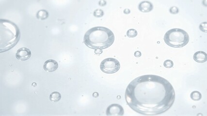 Clear Water Drops with Diffused Reflection of Shining Light on a White Background, Creating a Fresh and Transparent Texture