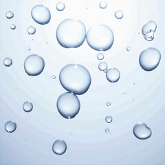 Clear Water Drops with Diffused Reflection of Shining Light on a White Background, Creating a Fresh and Transparent Texture