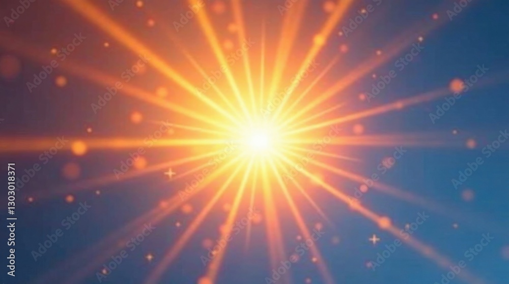 Poster radiant sunburst a celestial light show with glowing rays and sparkling dust