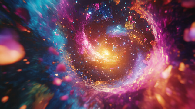 Vibrant galaxy and stars in the universe with colorful nebula and cosmic light