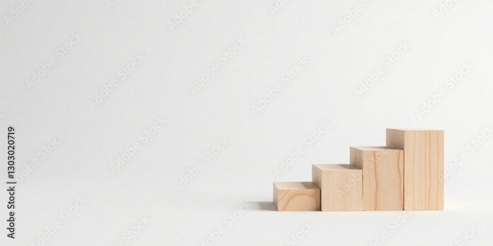 Aufkleber wooden blocks ascending in size, a minimalist concept representing growth and progress