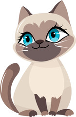 Cute animals. Vector cats. Siamese kitten on a white background. Vector animals collection. Children flat vector illustrations.