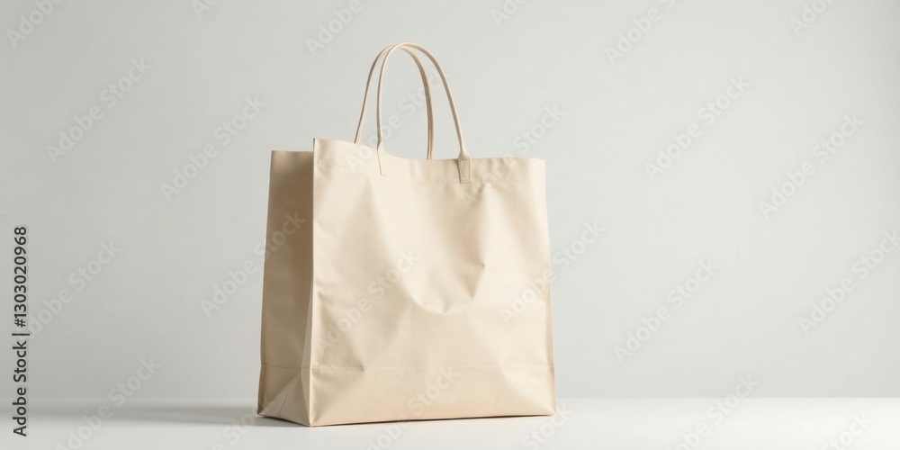 Poster a simple beige tote bag mockup on a white background, ideal for branding and design projects