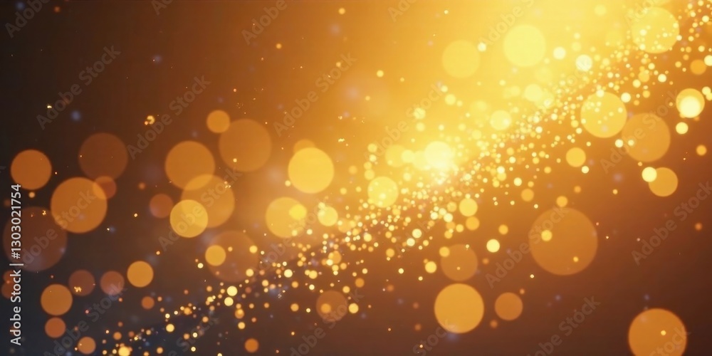 Poster Abstract Golden Lights Shimmering Particles and Glowing Bokeh Effect for Festive Backgrounds