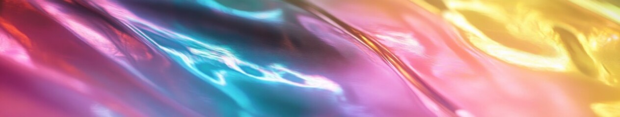 Holographic rainbow foil iridescent and circles texture, abstract hologram background.