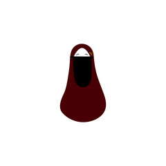 The niqab hijab is dark red on a white background