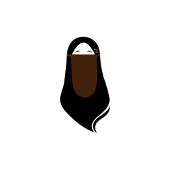 The niqab hijab is black on a white background