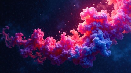 Abstract Pink and Purple Globules Floating in a Dark Space, Resembling a Cosmic Nebula or a Microscopic Cellular Structure, with a Dreamlike and Surreal Quality