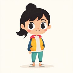 Design a cute, 2D cartoon character standing on a plain white background.