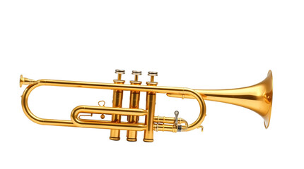 Fototapeta premium Golden trumpet isolated on a transparent background. showing intricate details and craftsmanship of the musical instrument.