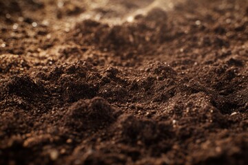 Close-up of Rich, Dark Soil with Texture Details
