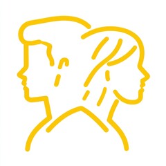 logo, two people in yellow outline isolated background