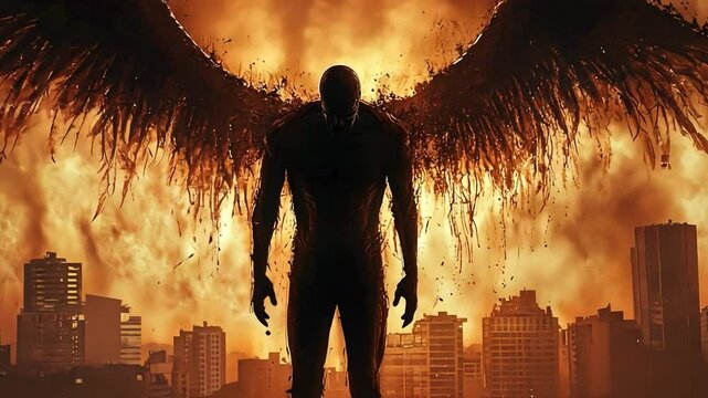 A colossal winged demon rises from the Earth, heralding humanity's final judgment in this dramatic, raw footage.