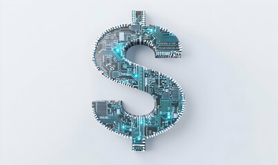 Dollar Symbol Enhanced with Circuit Board Technology Design