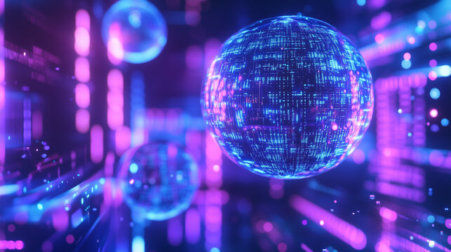 Futuristic digital globe with cyber network data and virtual abstract technology