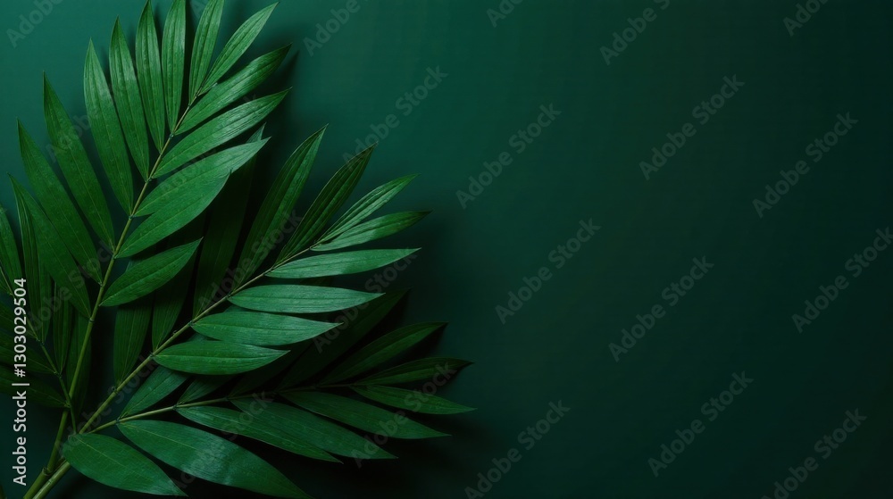 Aufkleber lush green foliage arranged on a deep emerald background, ideal for elegant design projects or natur