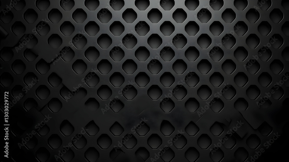 Poster dark hexagonal metal mesh pattern with textured background design
