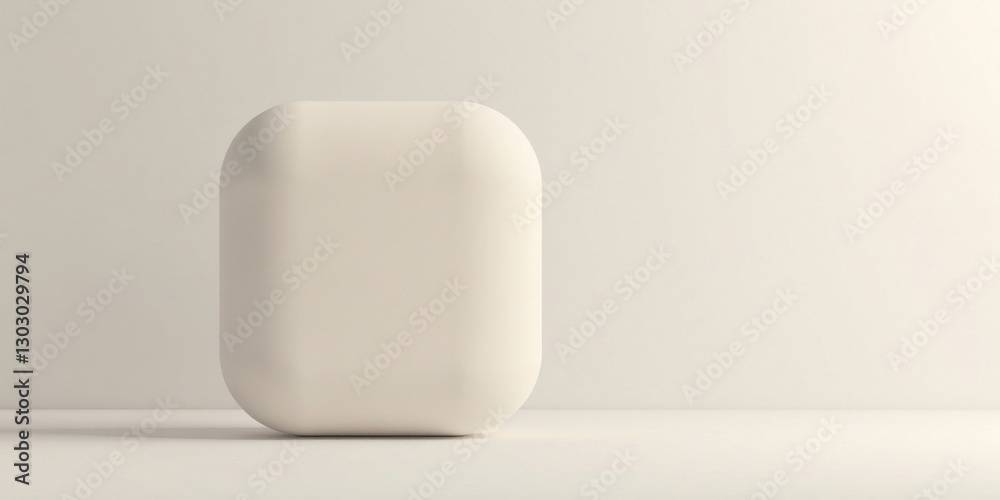 Aufkleber Simple, smooth, off-white rounded rectangular object on a plain white surface against a muted background
