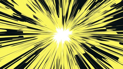 Dynamic yellow and black abstract explosion with bright center