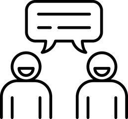 Two people in conversation with speech bubble line icon