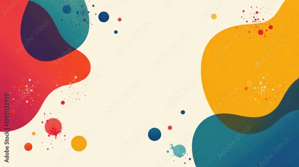 Aufkleber Abstract Colorful Shapes Composition with Splashes of Paint and Dots for Versatile Design Applications