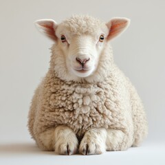 Adorable Fluffy Sheep in Pastoral Countryside: An Inquisitive Portrait of Rural Animal Husbandry and Agriculture