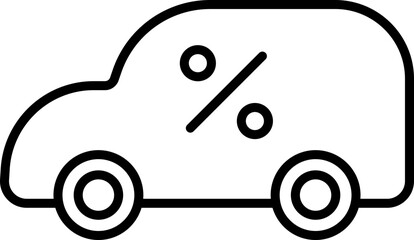 Car with percentage symbol illustration line icon