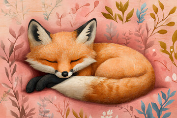 Obraz premium watercolor fox illustration