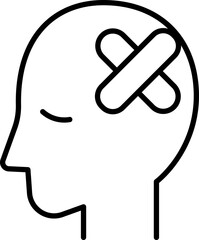 Head with bandage illustration line icon