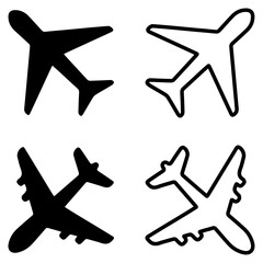 Plane icons vector for web and mobile app. Airplane sign and symbol. Flight transport symbol. Travel sign. aeroplane. Line and silid icons