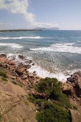beach and rocks, Porto Ferro Beach,  Alghero, Sassari, Sardinia, Italy