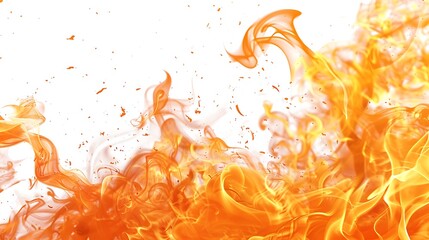 Fiery Abstract: Orange Flames against White Background