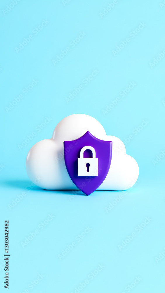 Aufkleber cloud data security: protected cloud storage with secure shield and lock