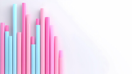 Obraz premium Colorful Vertical Straws in Pink and Blue Arrangement on White Surface