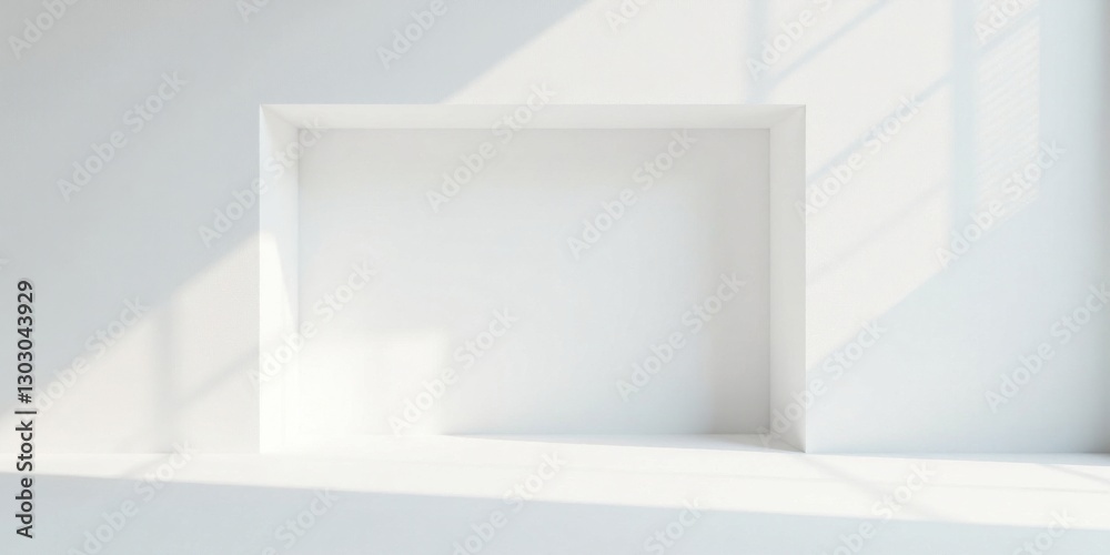 Poster sunlit recessed alcove in a minimalist room with subtle shadows