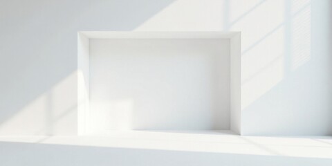 Sunlit Recessed Alcove in a Minimalist Room with Subtle Shadows
