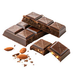 Dark Chocolate Almond Bar on trasparent background