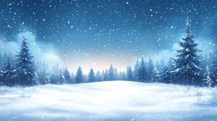 winter snow background with white snow flakes falling,cartoon illustration