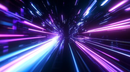Obraz premium Neon Lightspeed Hyperdrive: A Futuristic Journey Through Vibrant Cosmic Tunnels