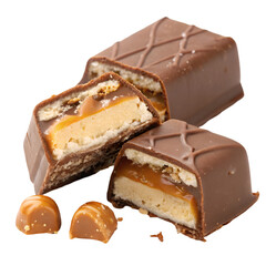Delicious Caramel Chocolate Bar on trasparent background