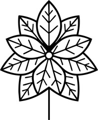 Fototapeta premium Minimalist vector illustration of a stylized flower with intricate leaves; suitable for decoration or educational materials.