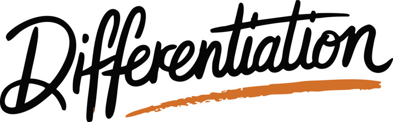 Obraz premium Stylish vector illustration of the word 'Differentiation' in bold lettering with a creative flair, ideal for educational and marketing materials.