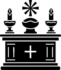 Stylized vector altar with candles and symbols, suitable for religious themes and cultural designs.