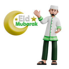 3D Muslim Man Greeting Eid Mubarak