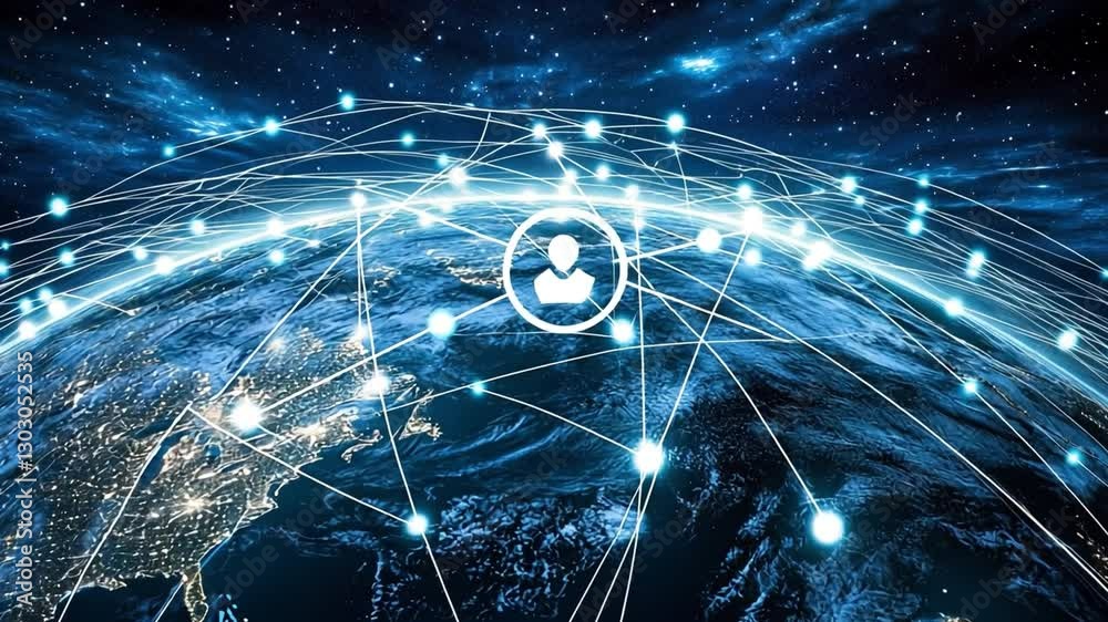 Poster global network connection: visual representation of a global network of interconnected digital users