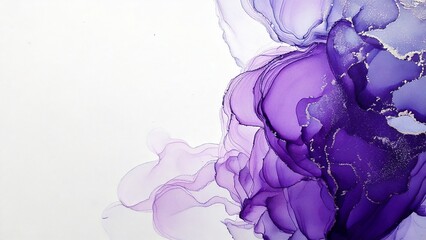 Fototapeta premium 高級感のある薄くて淡いアルコールインクアート バイオレット マーブル模様 余白あり 背景素材 チラシ・バナー・動画素材 16:9サイズ AI生成素材