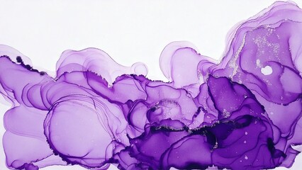 Fototapeta premium 高級感のある薄くて淡いアルコールインクアート バイオレット マーブル模様 余白あり 背景素材 チラシ・バナー・動画素材 16:9サイズ AI生成素材